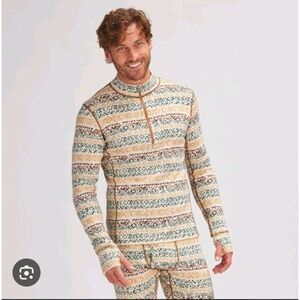 Backcountry Merino Wool Shirt Men's Small Printed 1/4 Zip Pullover Base Layer
